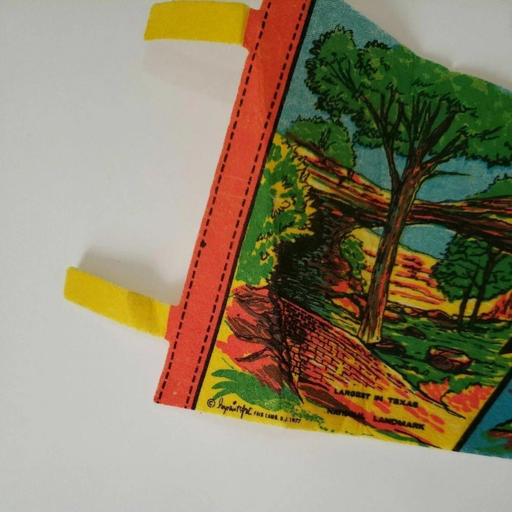 vintage 1977 Natural Bridge Caverns Texas travel souvenir felt‎ flag pennant